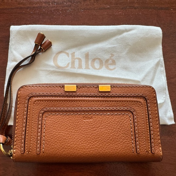 Chloe Handbags - Chloe Brown Leather Wristlet with Gold Details